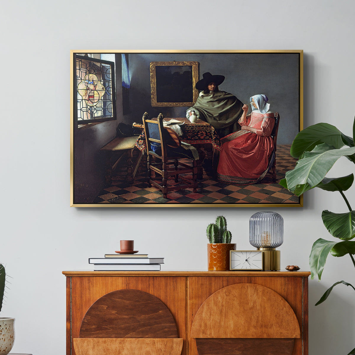 The Glass of Wine, c. 1660 - Floater Framed Canvas Print