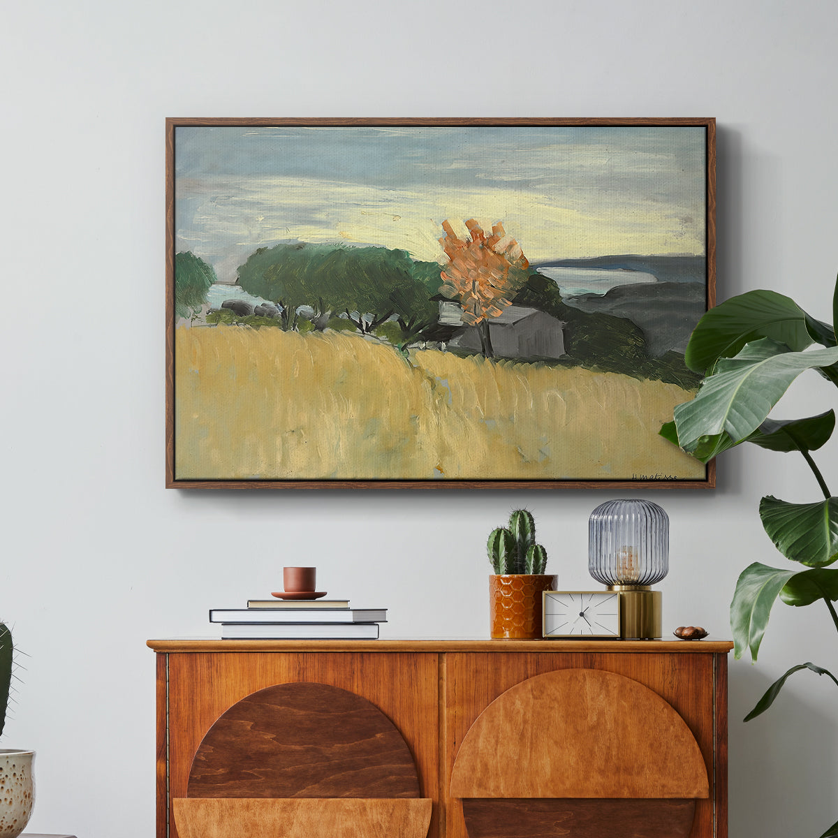 Fields of Wheat in Cagnes, 1918 - Floater Framed Canvas Print