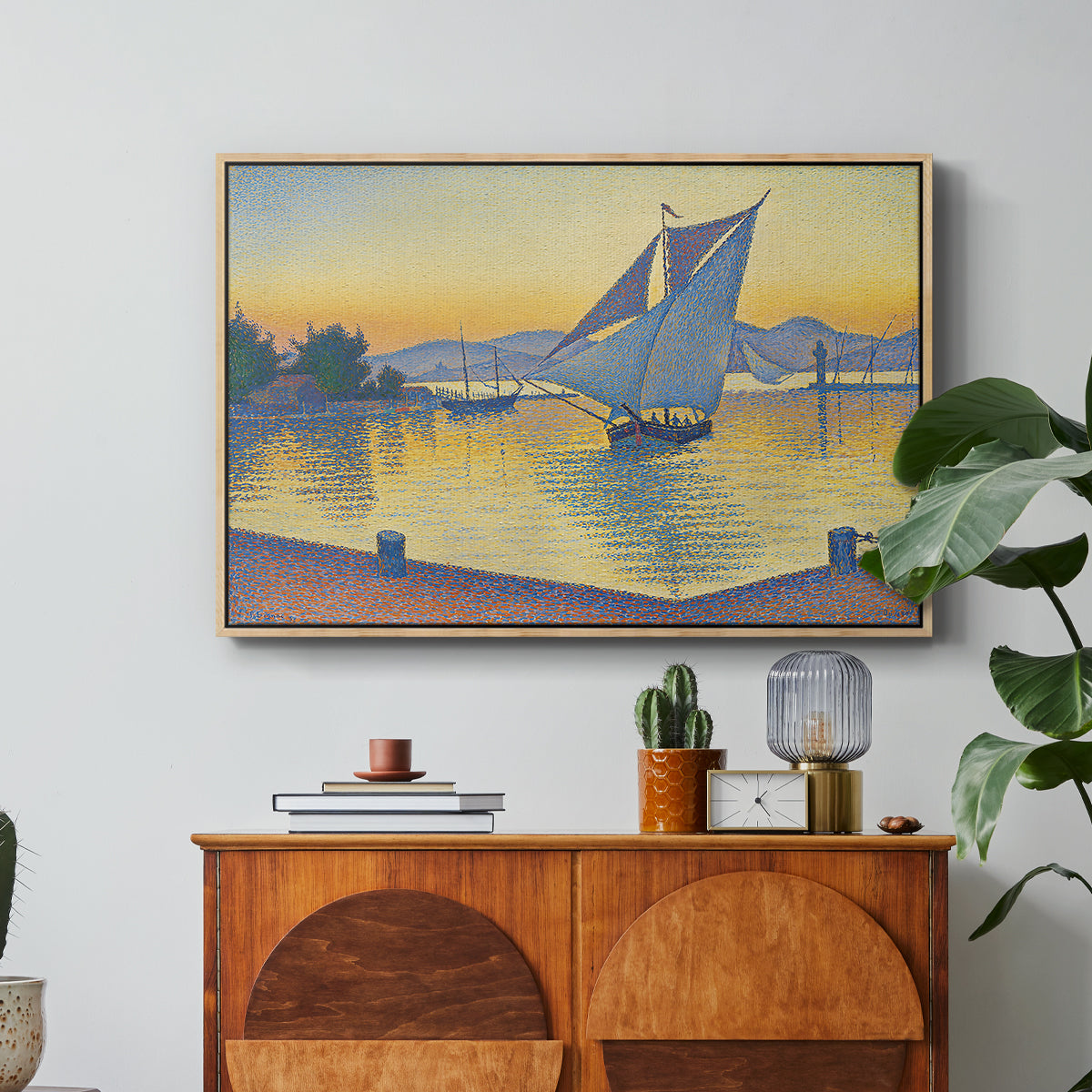 The Port at Sunset, Opus 236, Saint Tropez, 1892 - Floater Framed Canvas Print