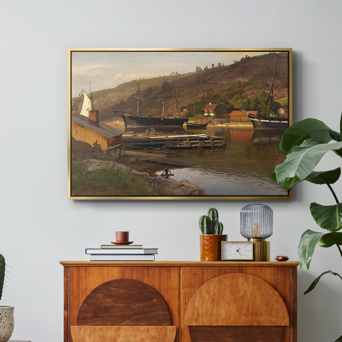 Landingsbrygge Husvik, Drøbak, 1875 - Floater Framed Canvas Print