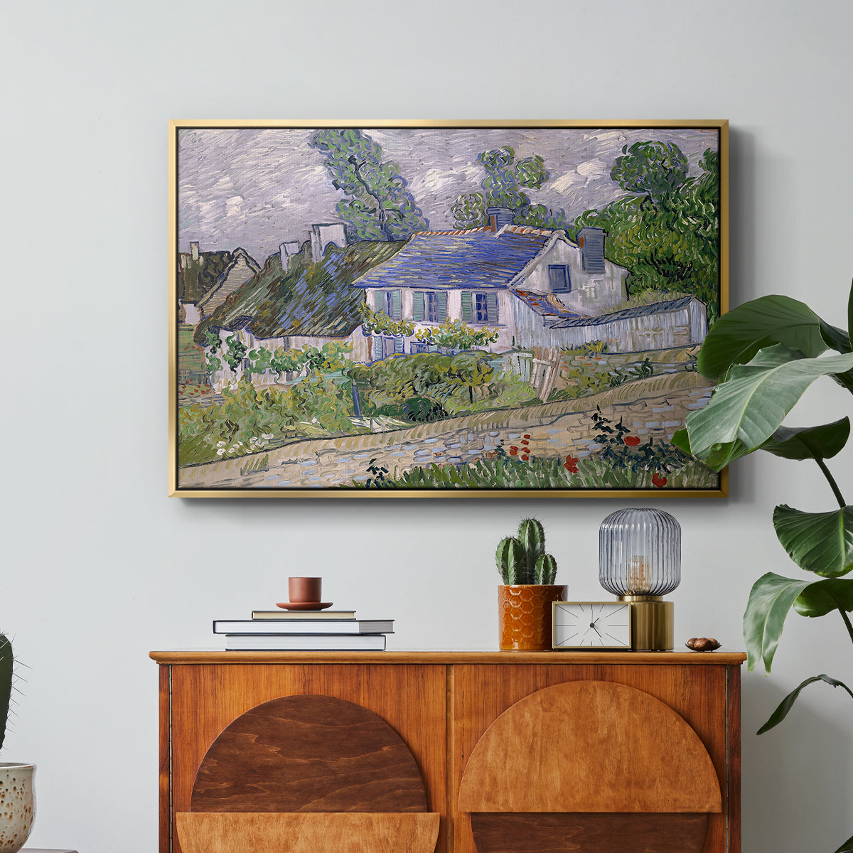 Houses in Auvers, 1890 - Floater Framed Canvas Print