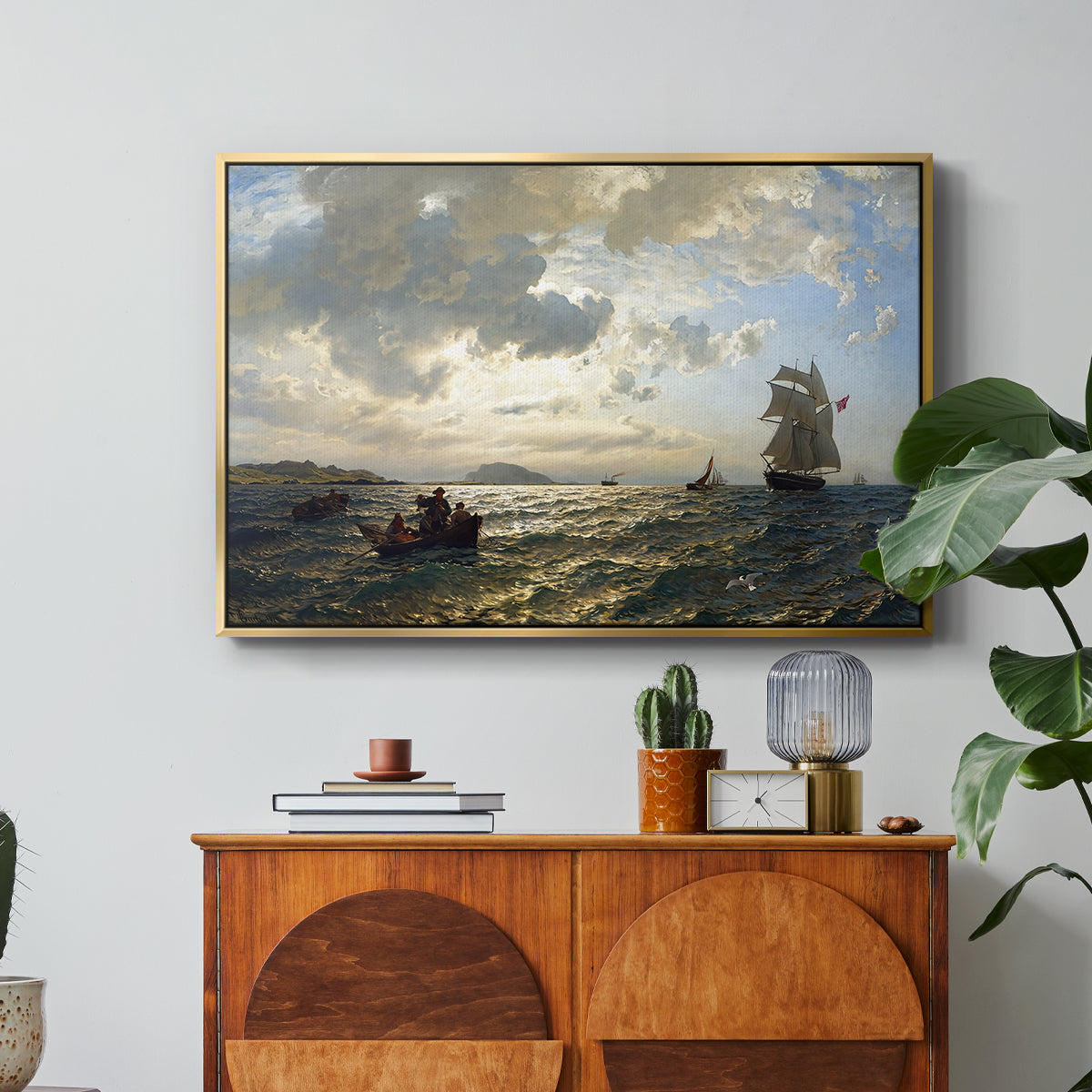 Fresh Breeze on the Norwegian Coast, 1876 - Floater Framed Canvas Print