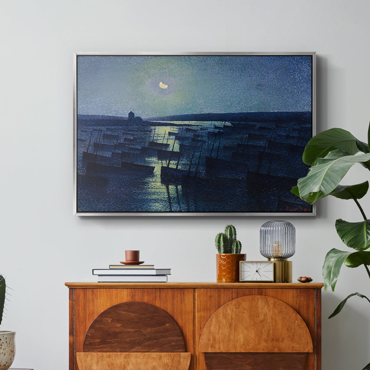 Camaret, Moonlight and Fishing Boats, 1894 - Floater Framed Canvas Print