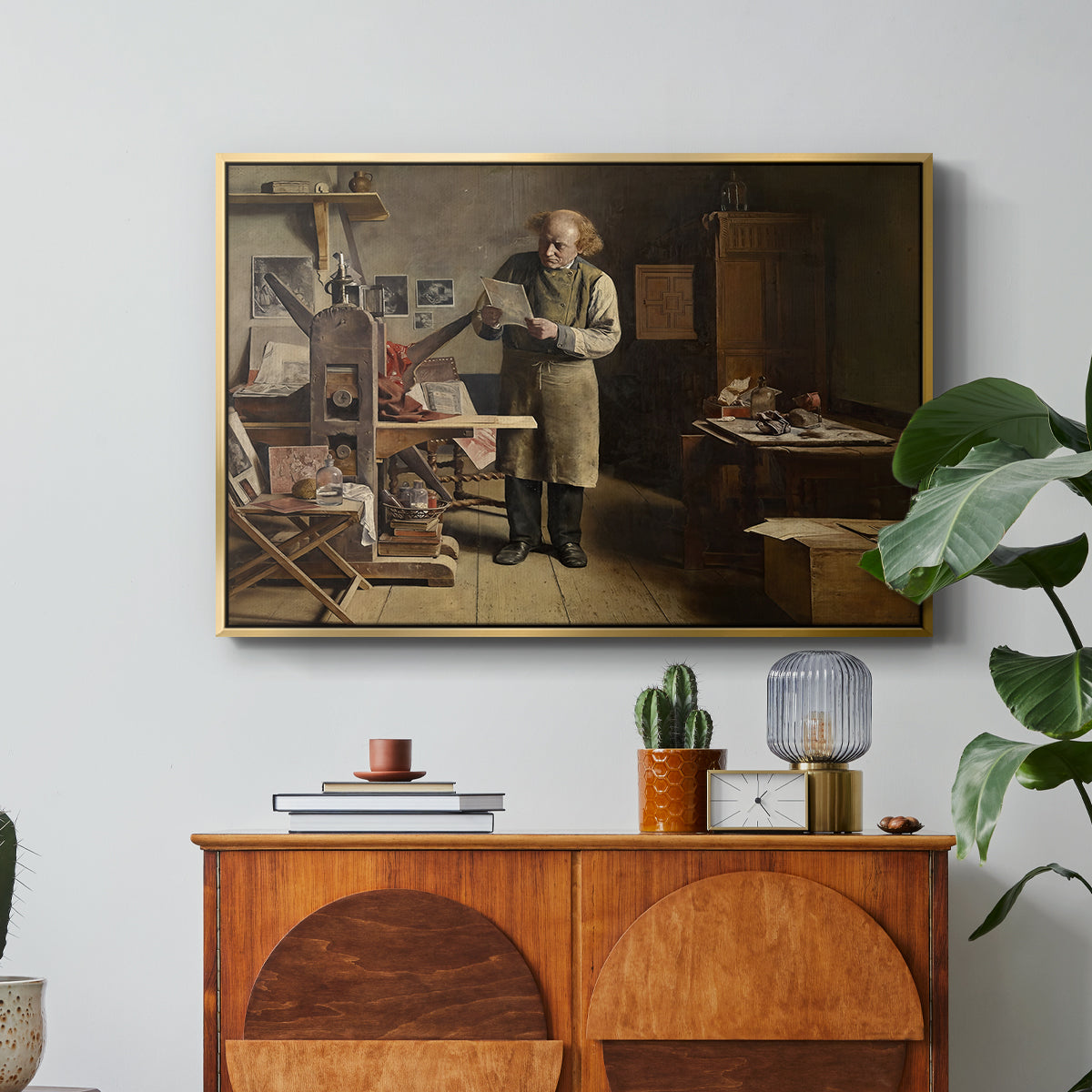The Plate Printer, 1875 - Floater Framed Canvas Print