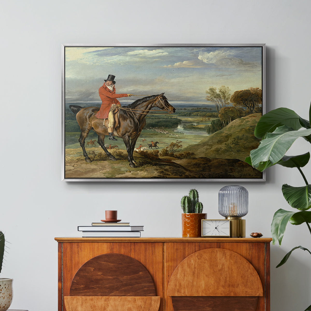 John Levett Hunting at Wychnor, Staffordshire, 1818 - Floater Framed Canvas Print