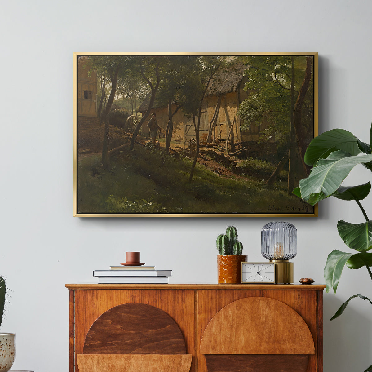 German Farm, 1859 - Floater Framed Canvas Print