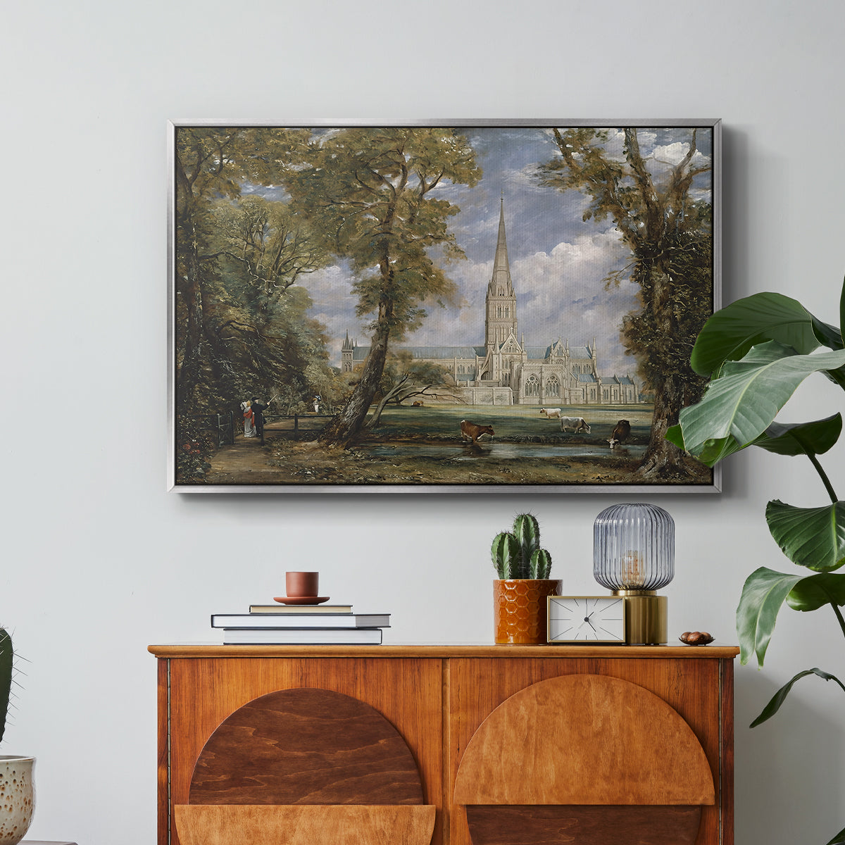 Salisbury Cathedral from the Bishop's Grounds, c. 1825 - Floater Framed Canvas Print