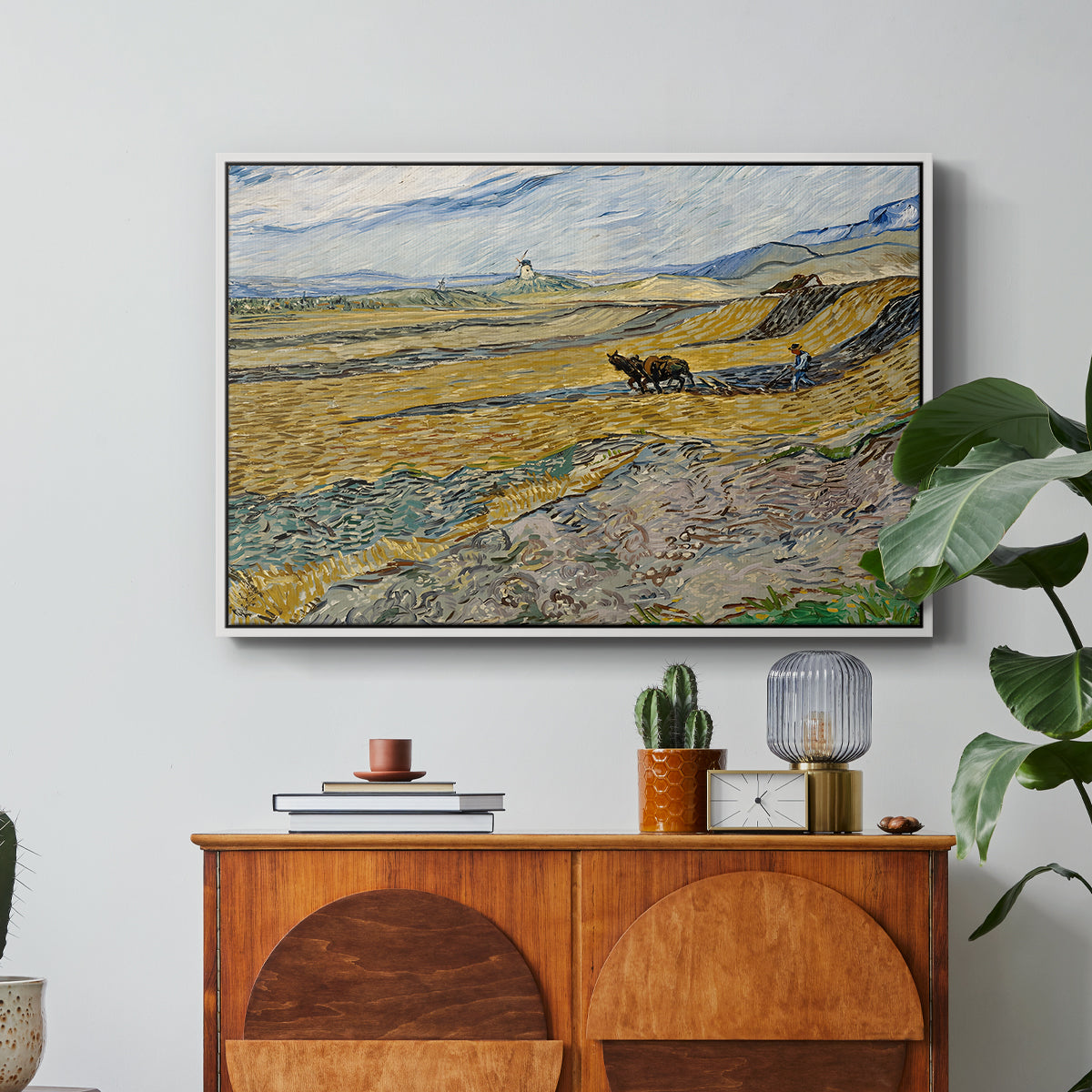 Enclosed Field with Ploughman, 1889 - Floater Framed Canvas Print