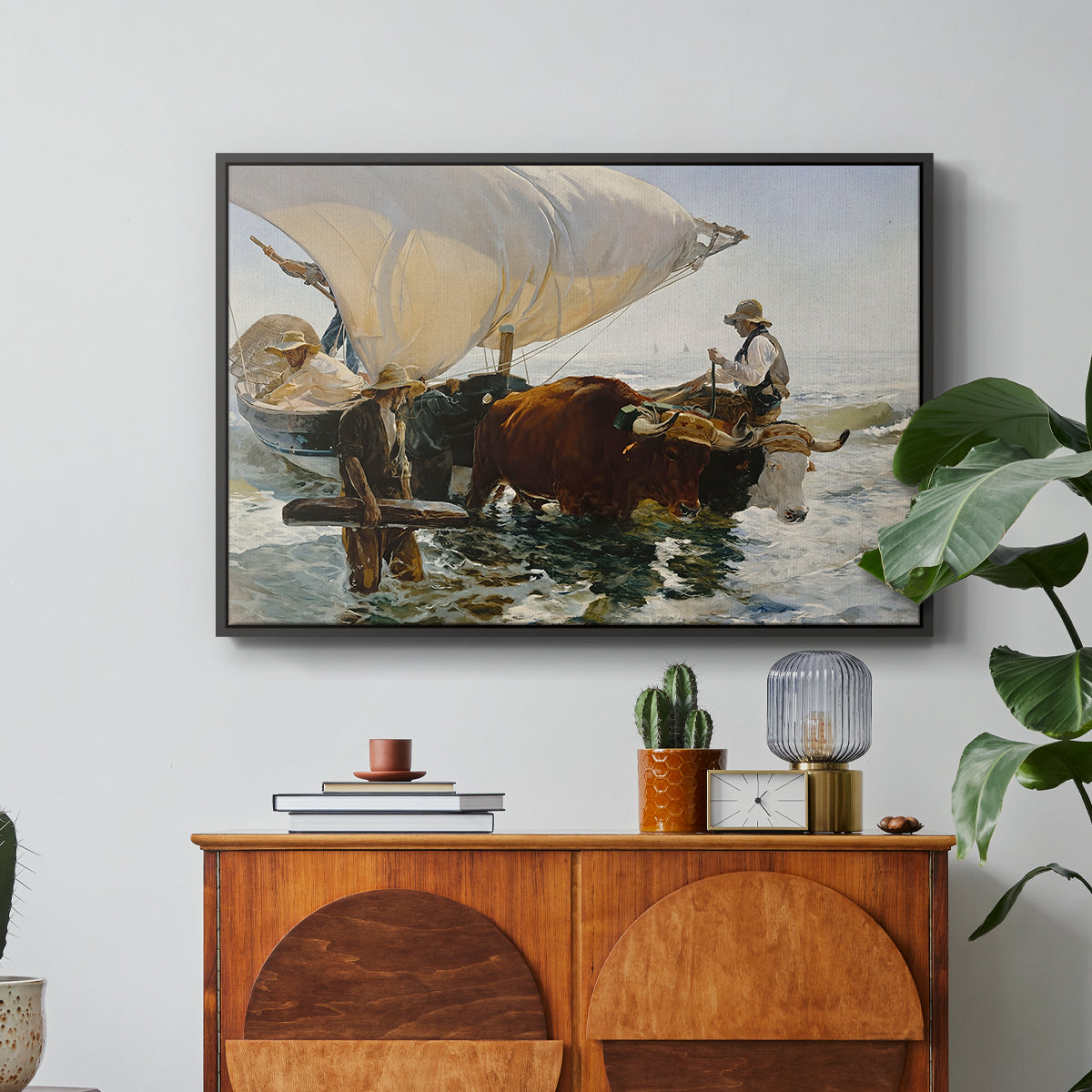 The Return from Fishing: Hauling the Boat, 1894 - Floater Framed Canvas Print