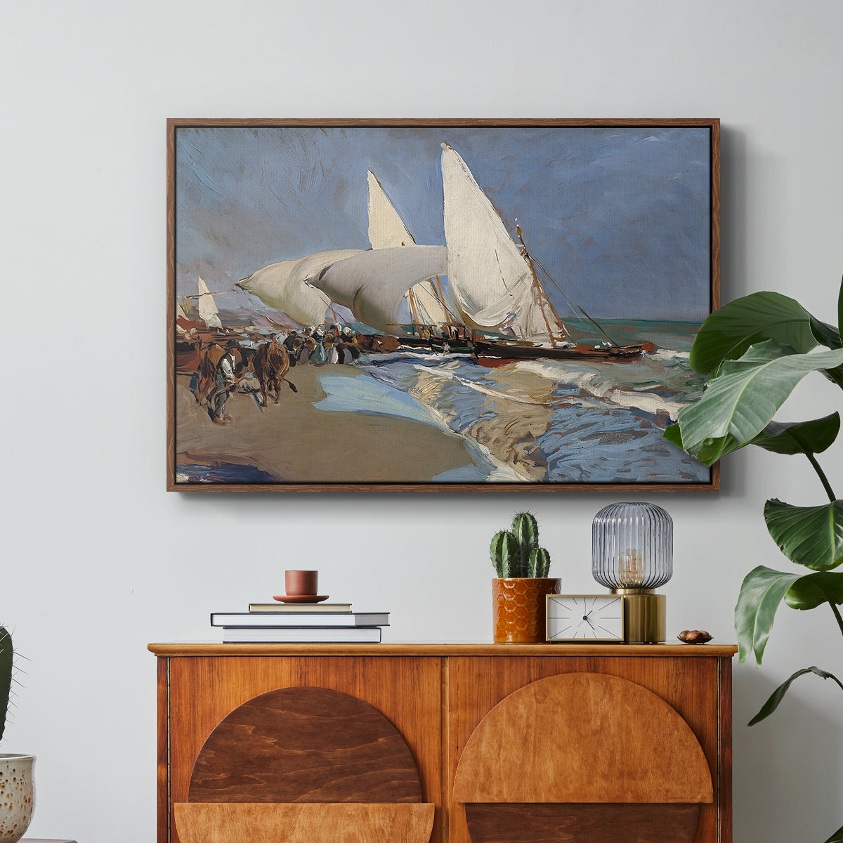 The Beach at Valencia, 1908 - Floater Framed Canvas Print