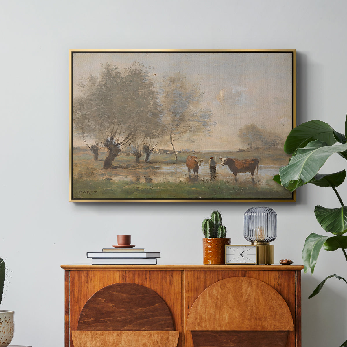 Cows in a Marshy Landscape, c. 1873-1874 - Floater Framed Canvas Print