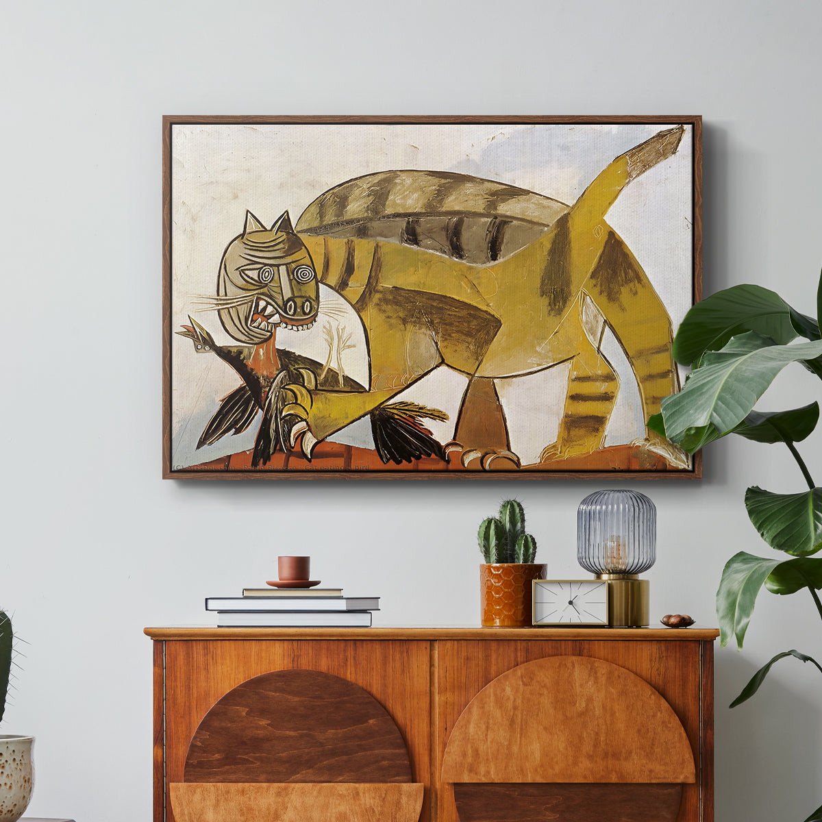 Cat Eating a Bird, 1939 - Floater Framed Canvas Print