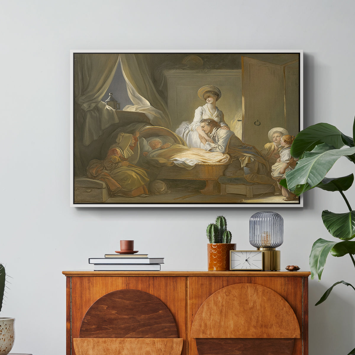 The Visit to the Nursery, c. 1775 - Floater Framed Canvas Print