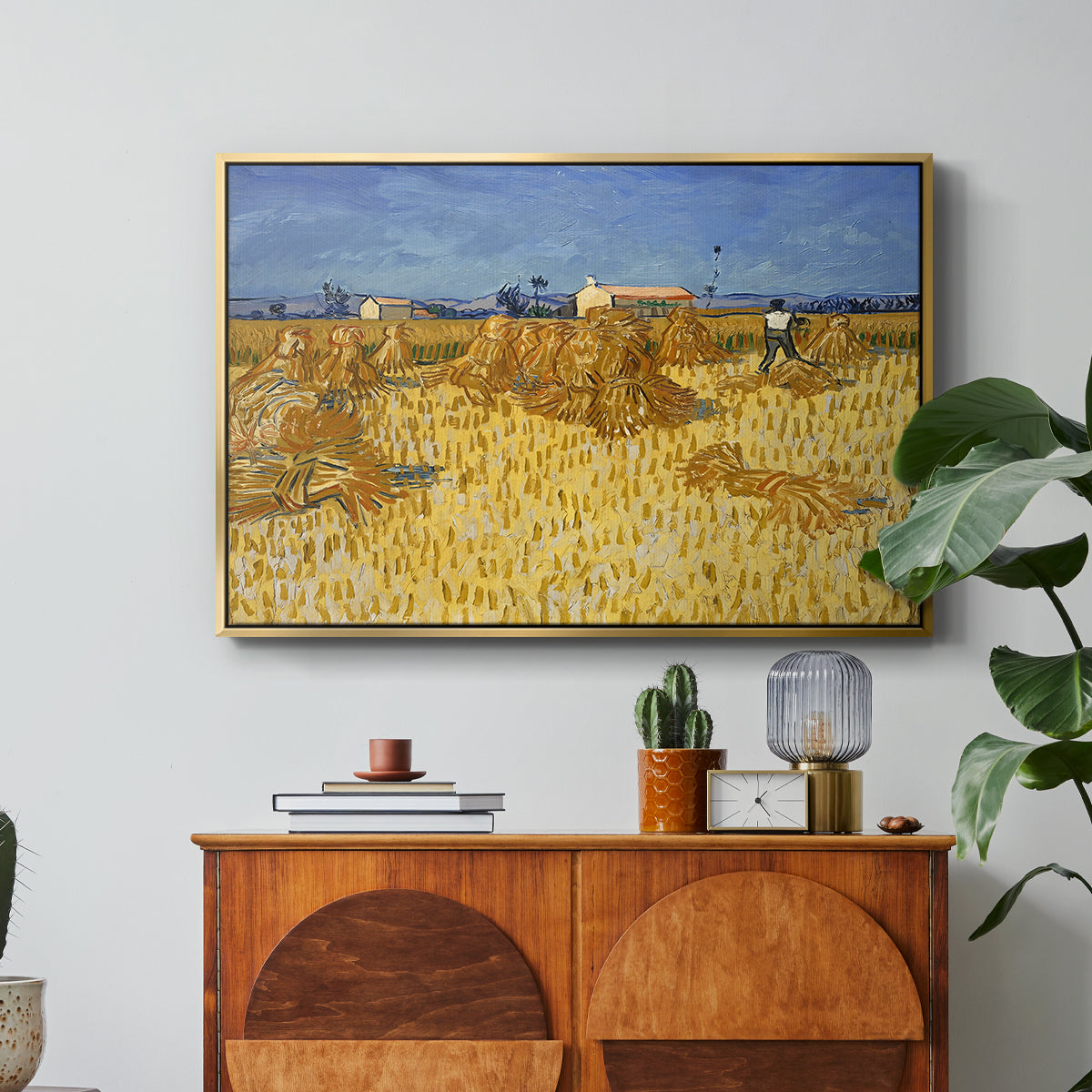Wheat Field with Sheaves (Harvest in Provence), 1888 - Floater Framed Canvas Print