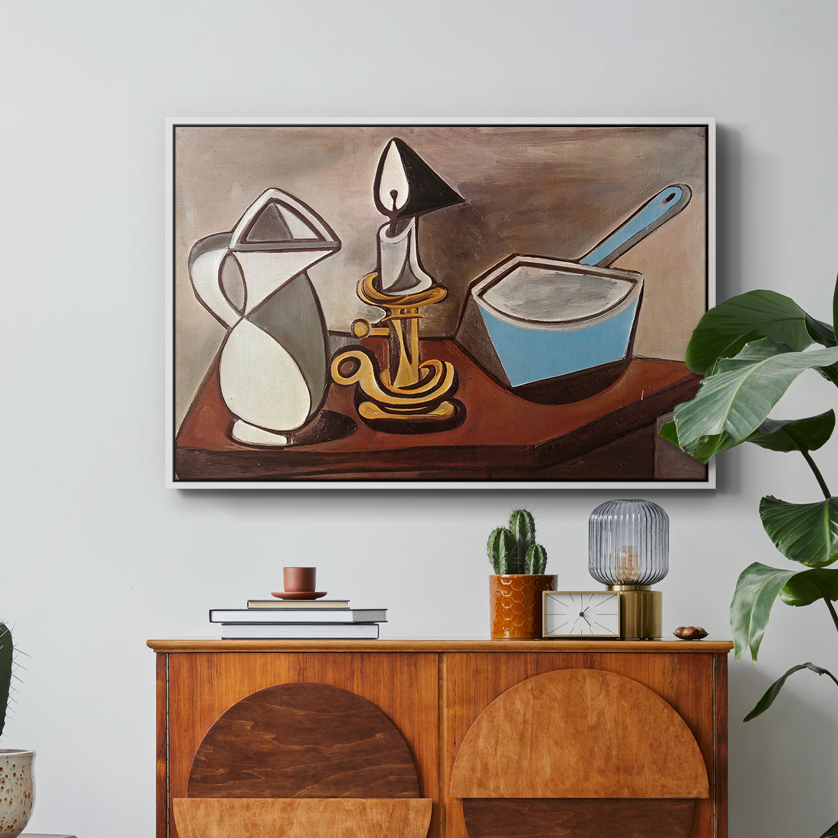 Jug, Candle, and Enamel Pan, 1950 - Floater Framed Canvas Print