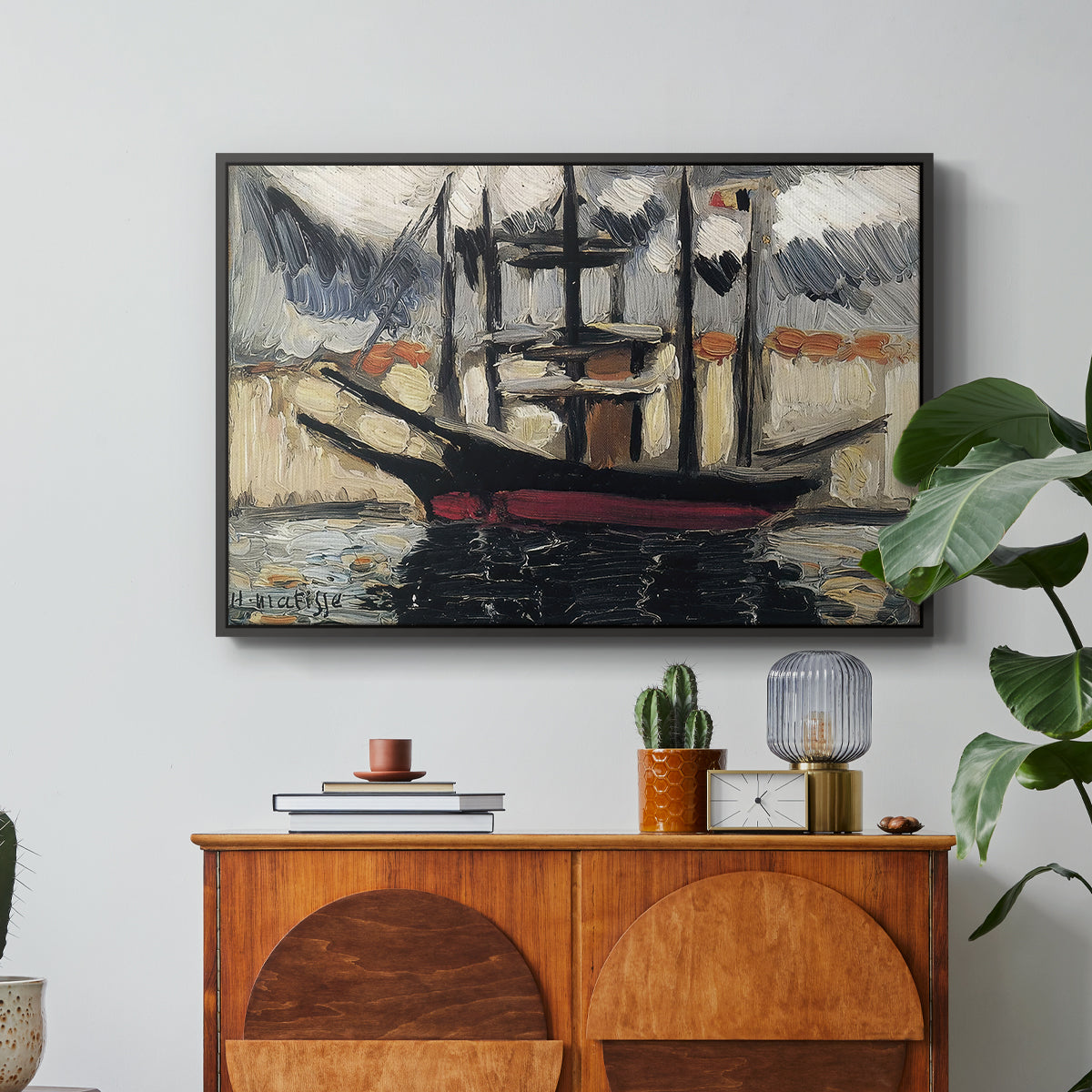 Two Boats Side by Side, Port of Marseilles, c. 1916 - Floater Framed Canvas Print