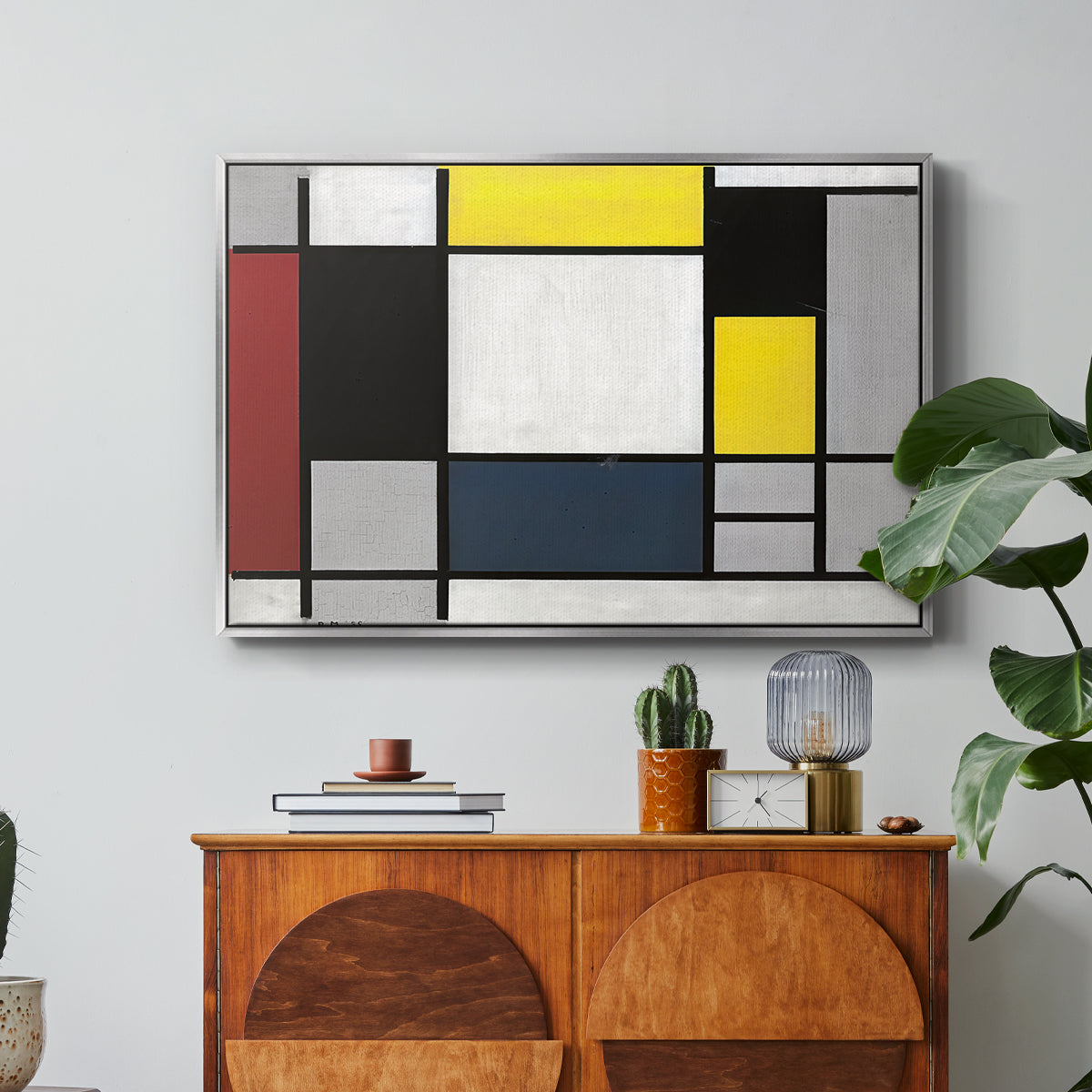 Composition with Yellow, Red, Black, Blue, and Gray, 1920 - Floater Framed Canvas Print