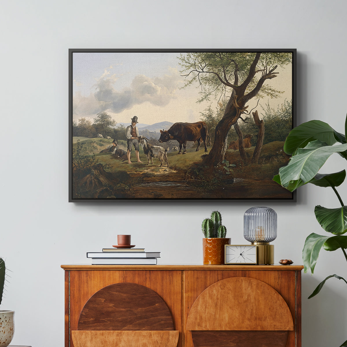 Shepherd with Billy Goat, c. 1830 - Floater Framed Canvas Print