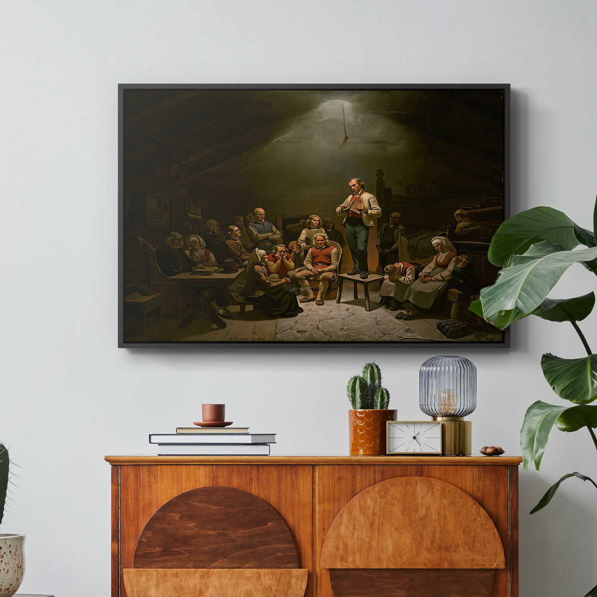 Low Church Devotion (Haugianerne), 1848 - Floater Framed Canvas Print