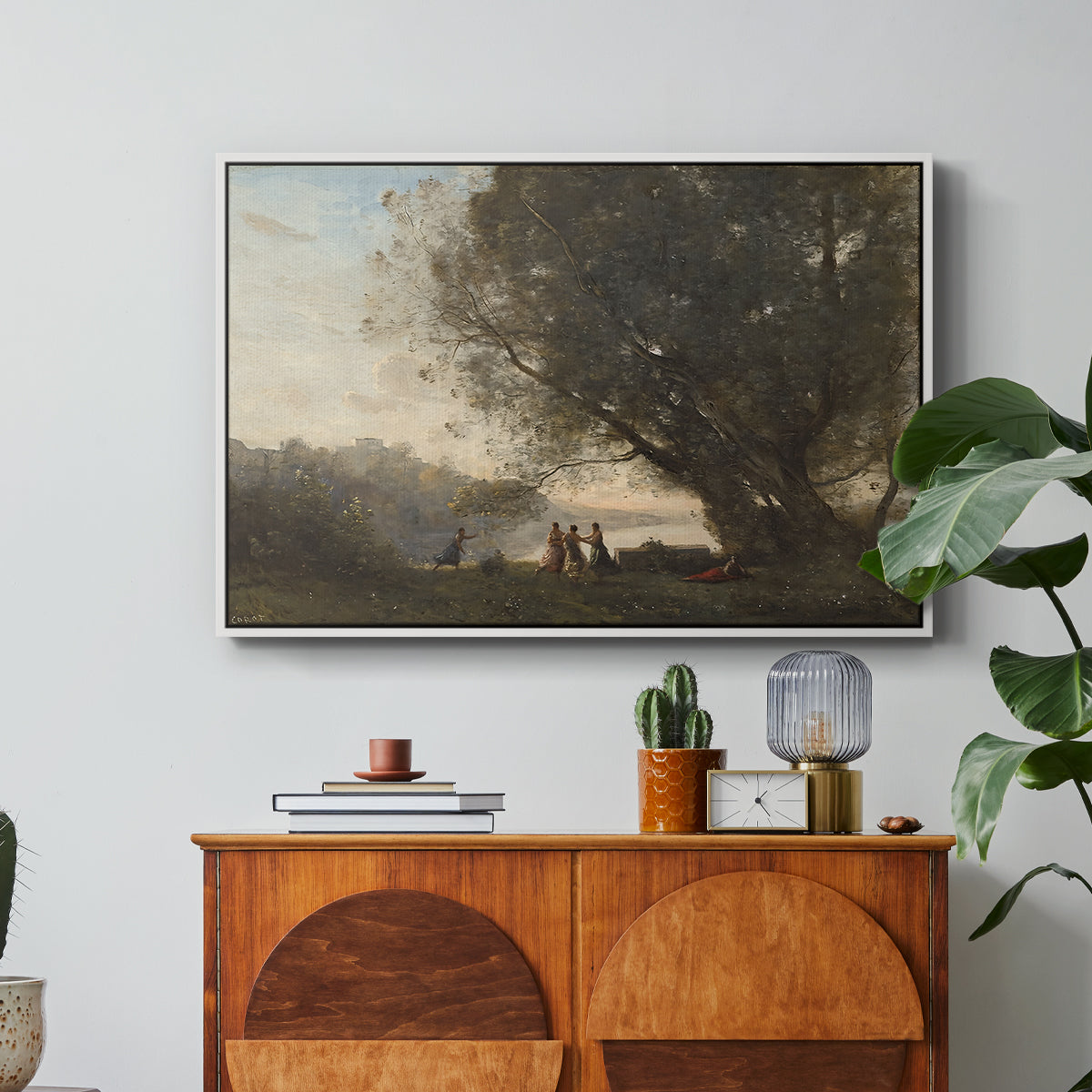 Dance Under the Trees at the Edge of the Lake, c. 1865-1870 - Floater Framed Canvas Print