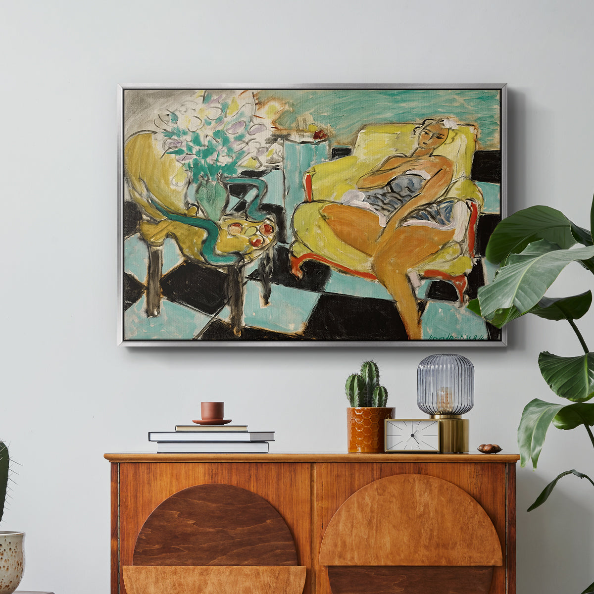 Seated Woman with Flower, 1942 - Floater Framed Canvas Print