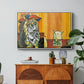 Woman Yelling at a Cat Meme (Picasso Parody) - Floater Framed Canvas Print