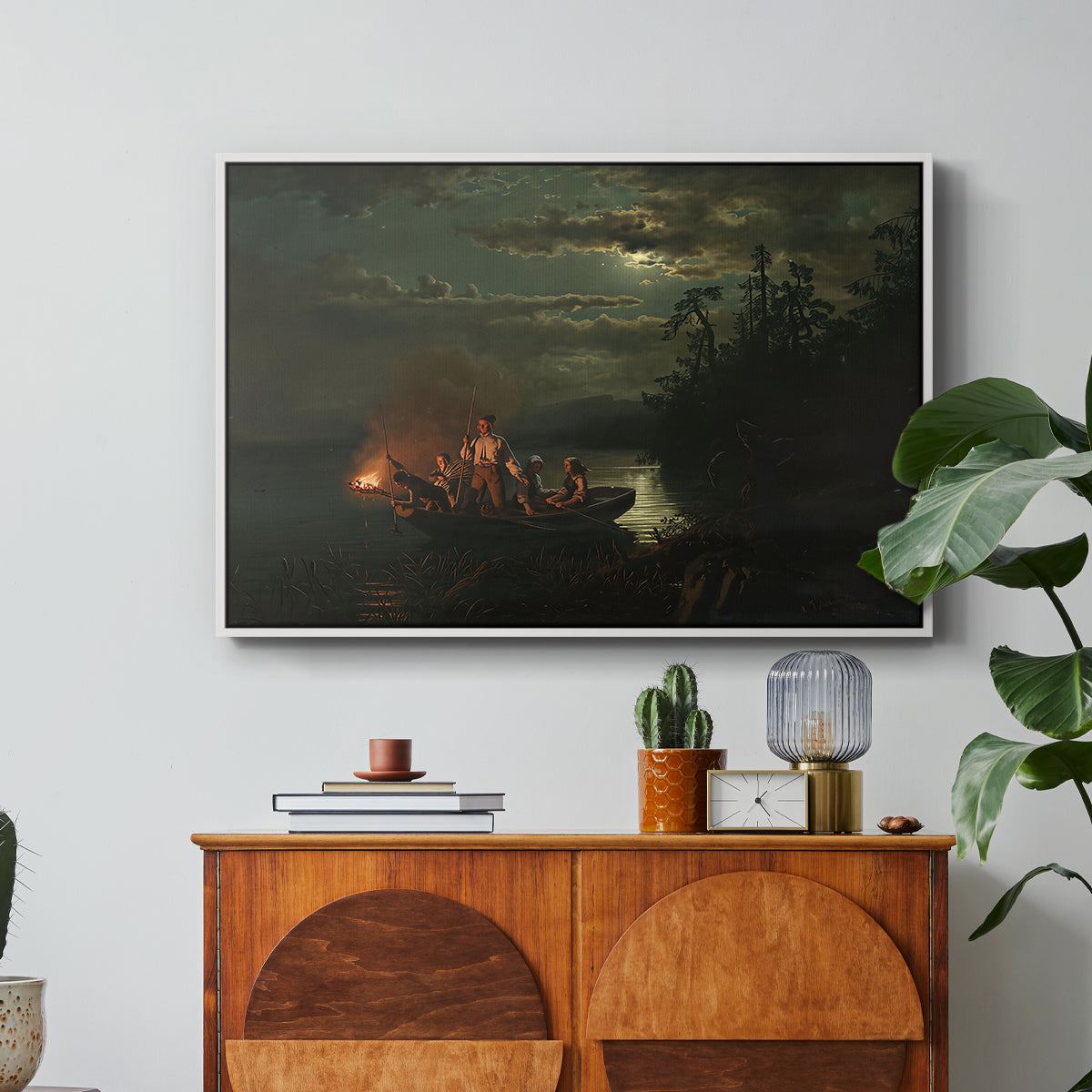 Spear Fishing on Lake Krøderen, 1851 - Floater Framed Canvas Print