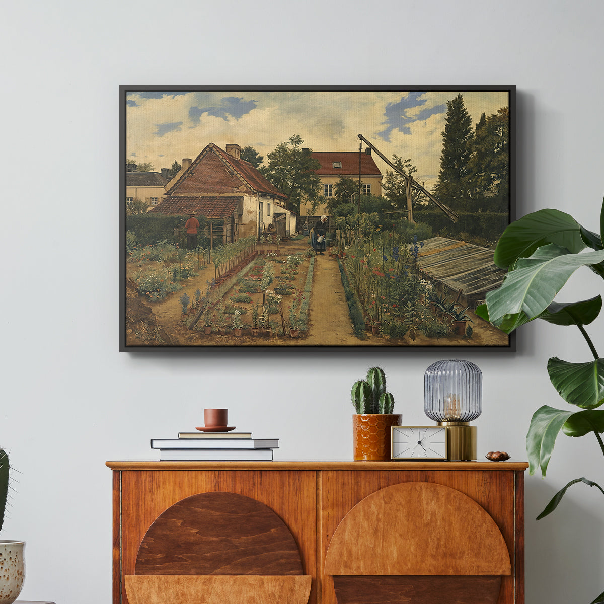 Garden of a Florist (The Flower Garden), 1864 - Floater Framed Canvas Print