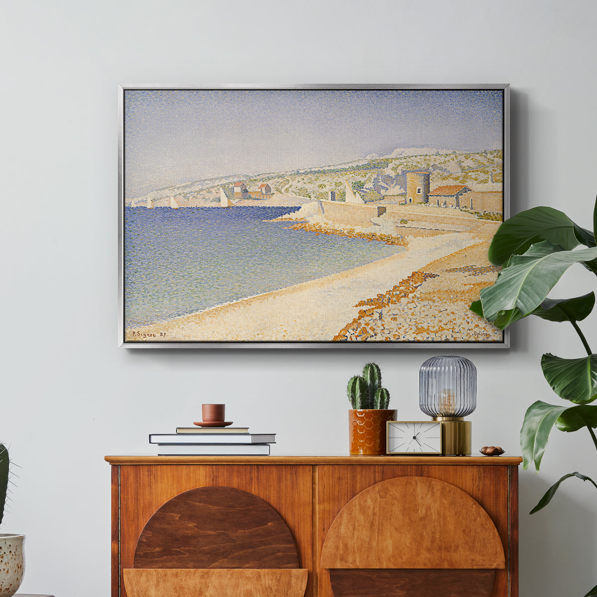 The Jetty at Cassis, Opus 198, 1889 - Floater Framed Canvas Print