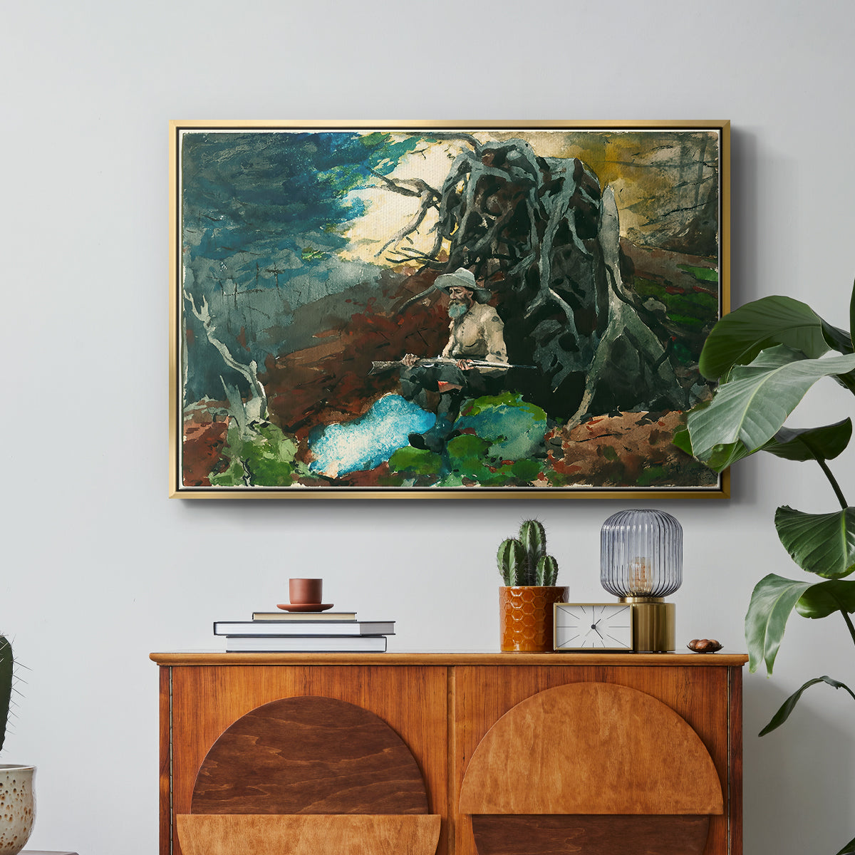 Campfire, Adirondacks, 1892 - Floater Framed Canvas Print