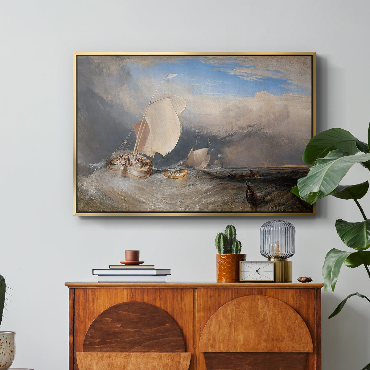 Fishing Boats with Hucksters Bargaining for Fish, 1837-1838 - Floater Framed Canvas Print