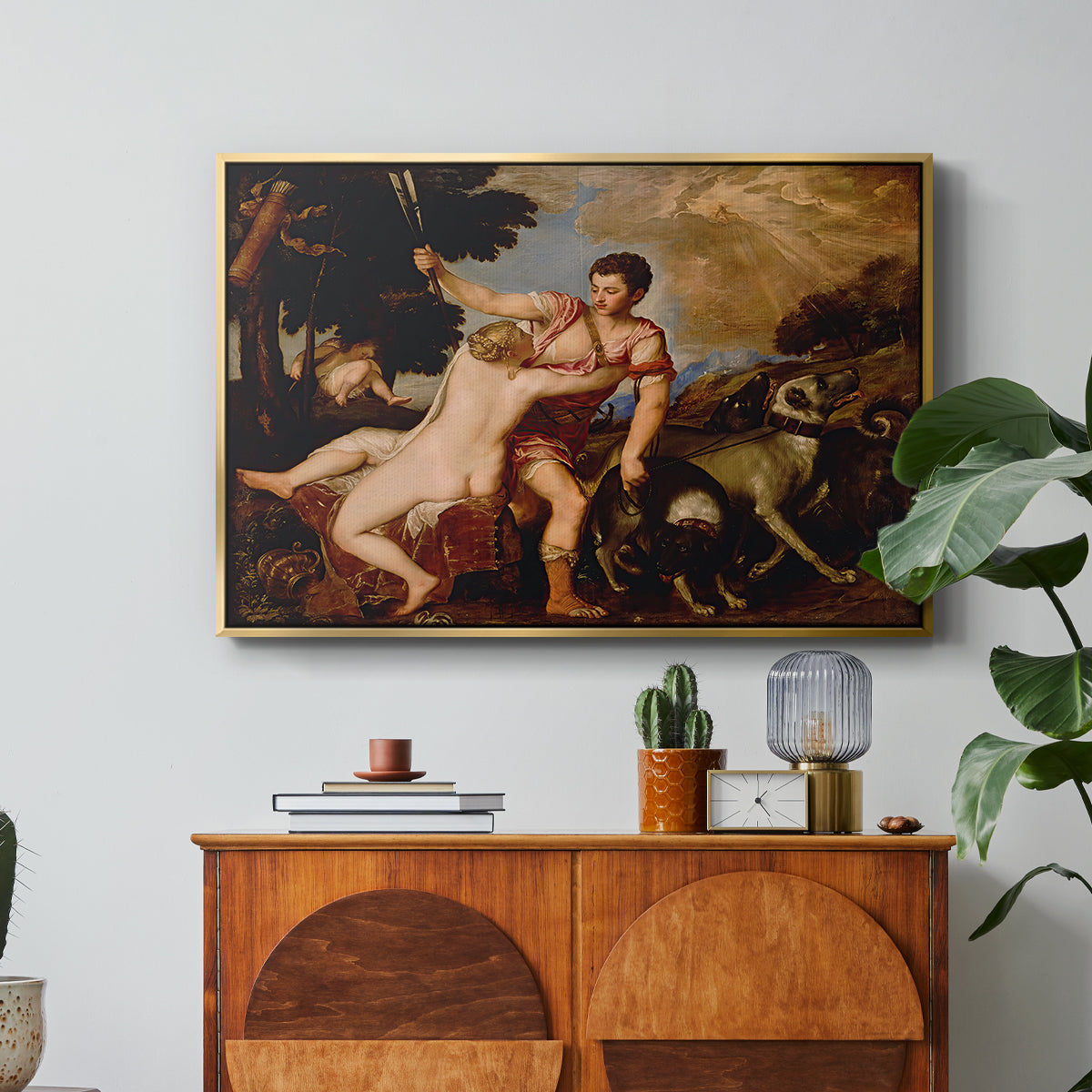 Venus and Adonis, 1554 - Floater Framed Canvas Print
