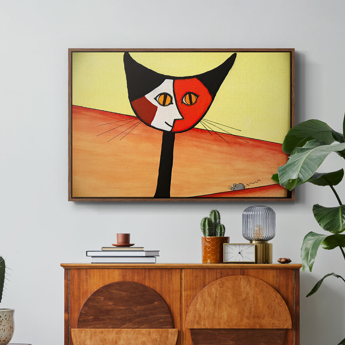 Picasso's Cat–El Gato - Floater Framed Canvas Print