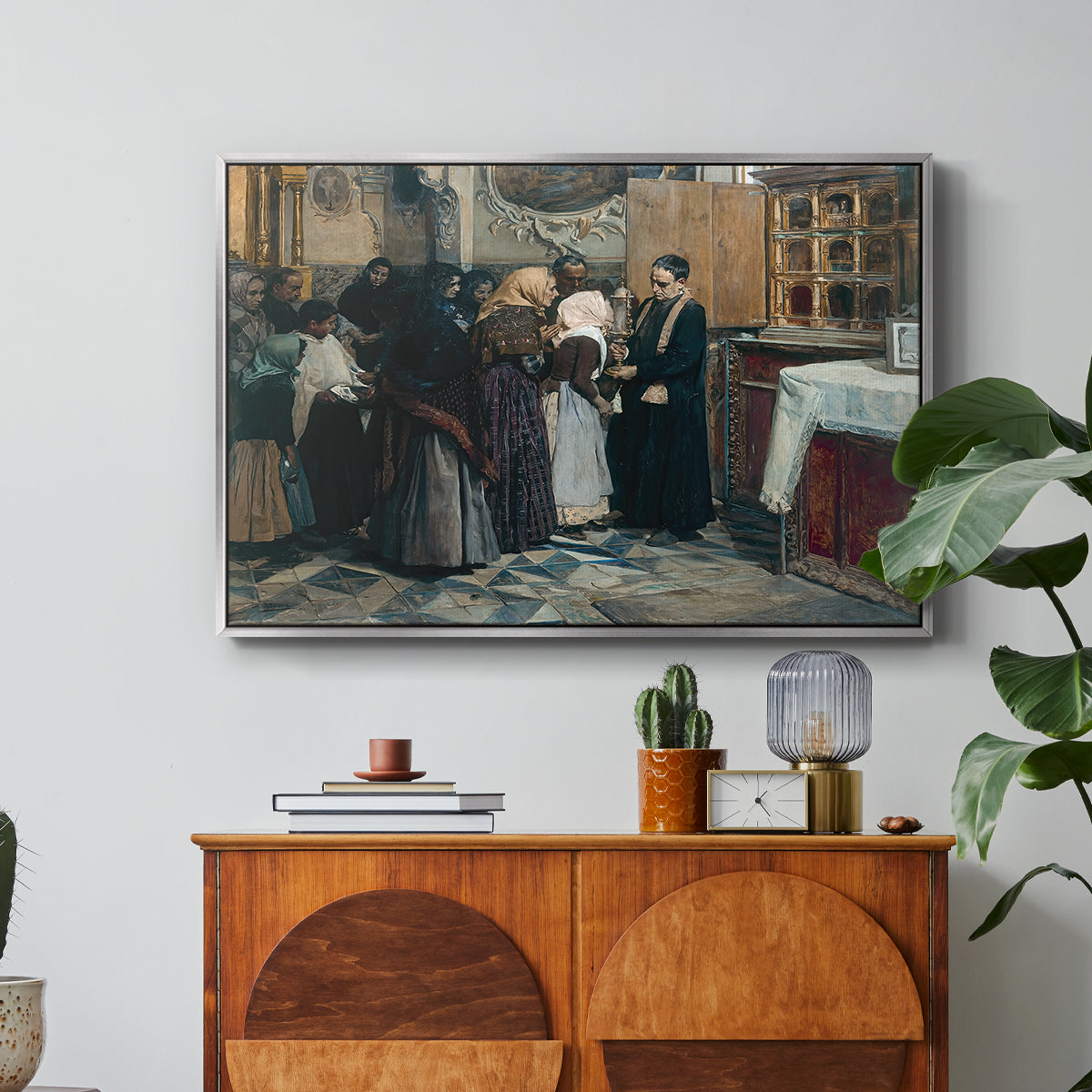 Kissing the Relic, 1893 - Floater Framed Canvas Print