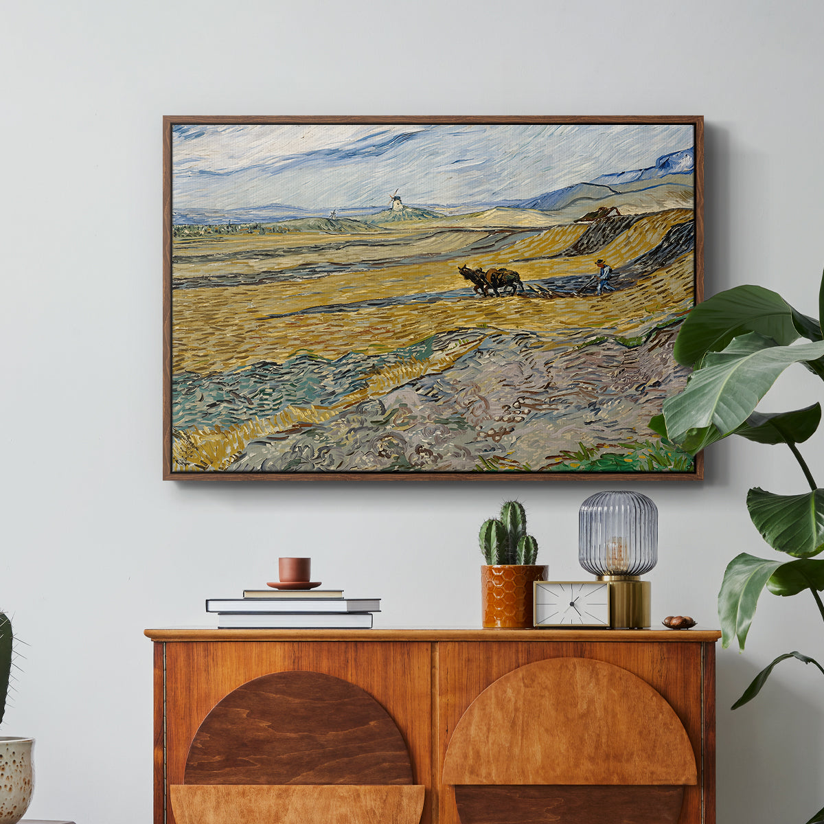 Enclosed Field with Ploughman, 1889 - Floater Framed Canvas Print