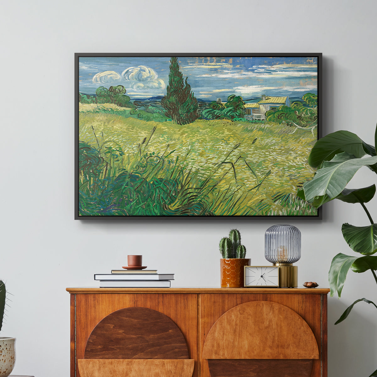 Green Wheat Field with Cypress, 1889 - Floater Framed Canvas Print