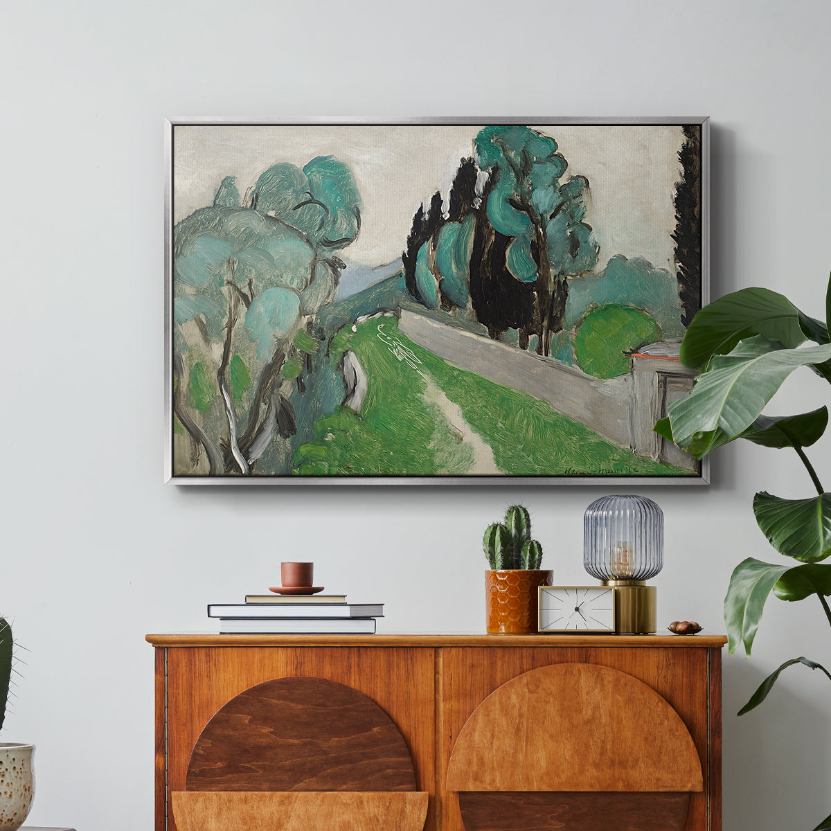 Landscape with Cypresses and Olive Trees near Nice, c. 1918 - Floater Framed Canvas Print