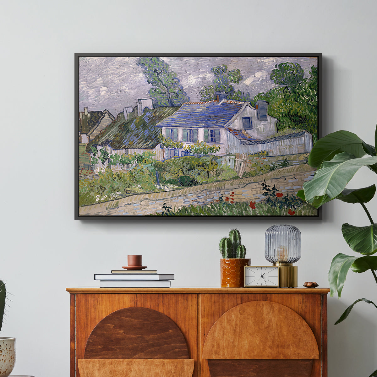 Houses in Auvers, 1890 - Floater Framed Canvas Print