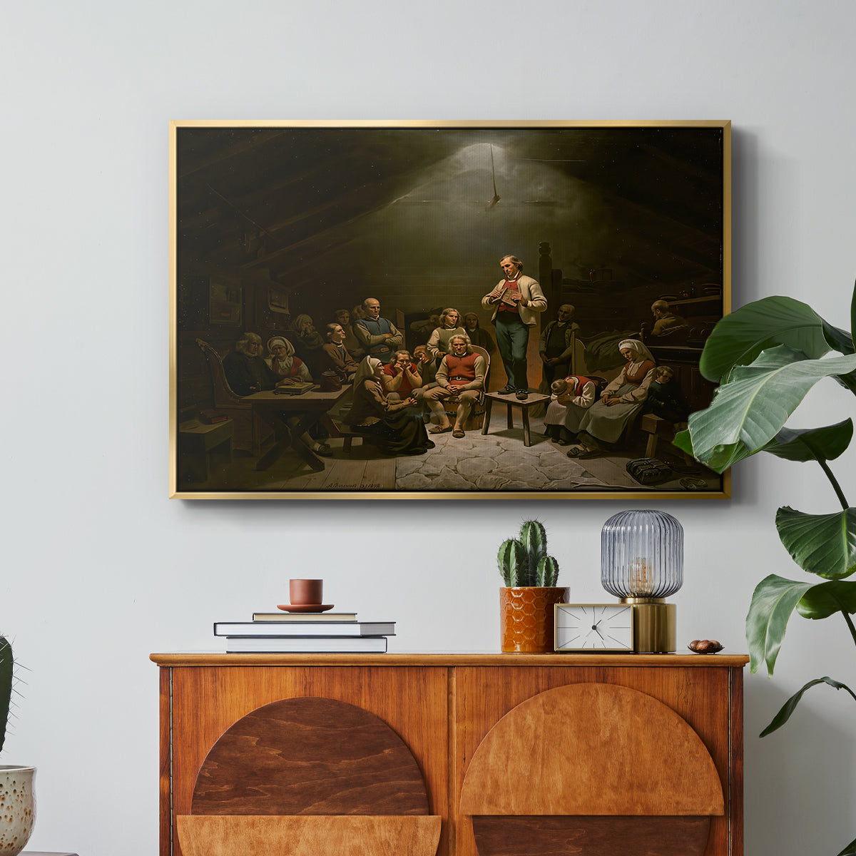 Low Church Devotion (Haugianerne), 1848 - Floater Framed Canvas Print
