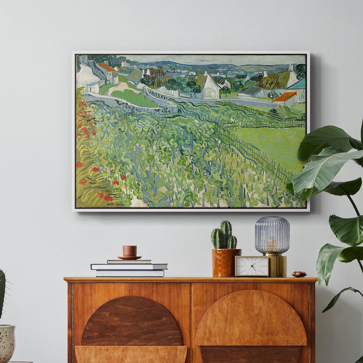 Vineyards at Auvers, 1890 - Floater Framed Canvas Print