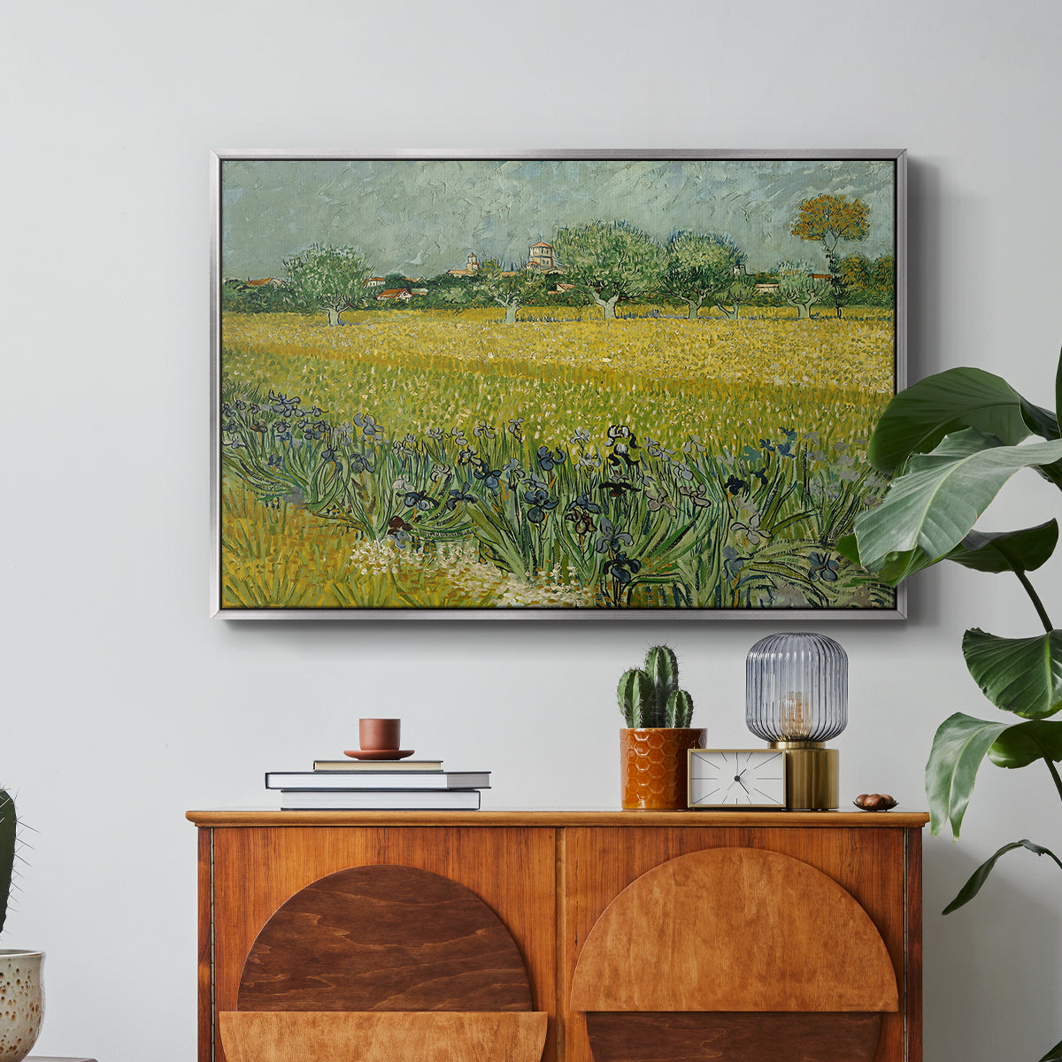 Field with Irises near Arles, 1888 - Floater Framed Canvas Print
