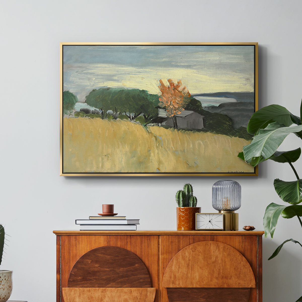 Fields of Wheat in Cagnes, 1918 - Floater Framed Canvas Print