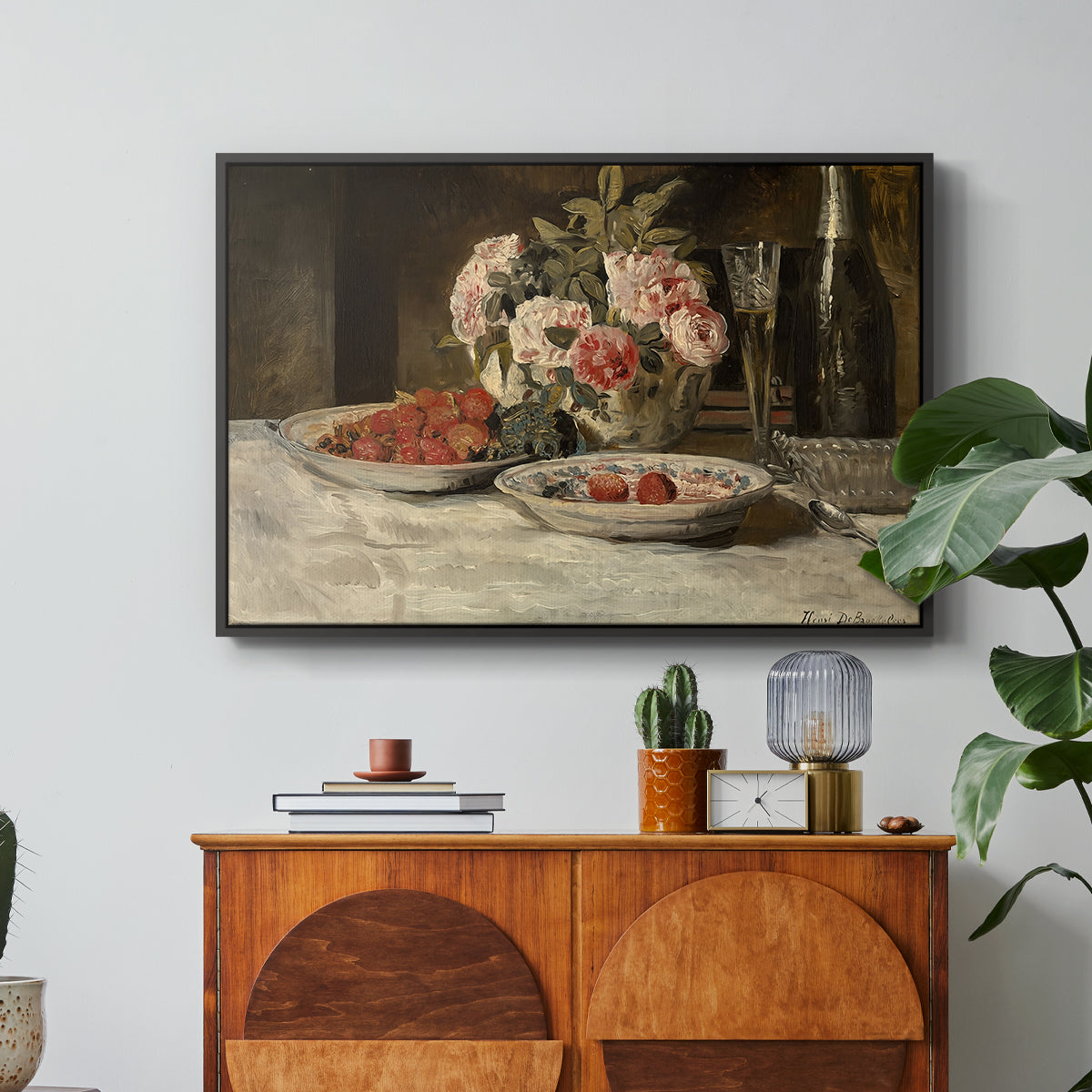 Strawberries and Champagne, c. 1881-1885 - Floater Framed Canvas Print