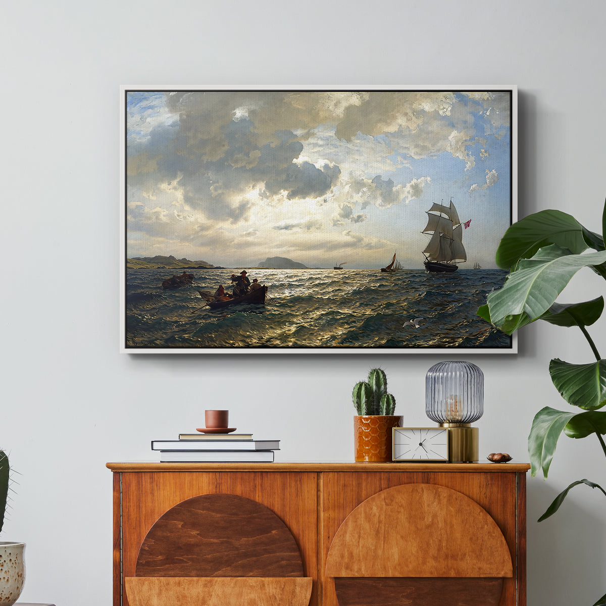 Fresh Breeze on the Norwegian Coast, 1876 - Floater Framed Canvas Print