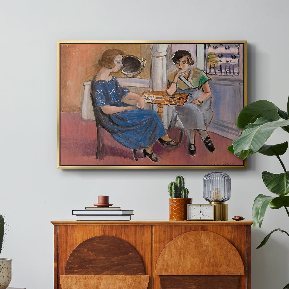 Domino Players, 1921 - Floater Framed Canvas Print