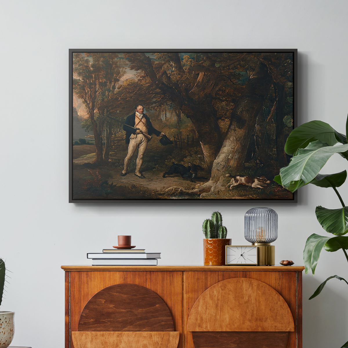 The Reverend Thomas Levett and Favourite Dogs, Cock-Shooting, 1811 - Floater Framed Canvas Print