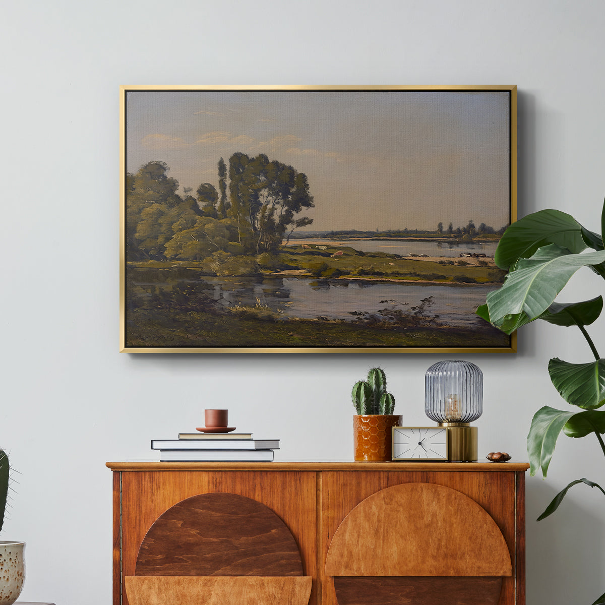 Landscape with a River, 1892 - Floater Framed Canvas Print