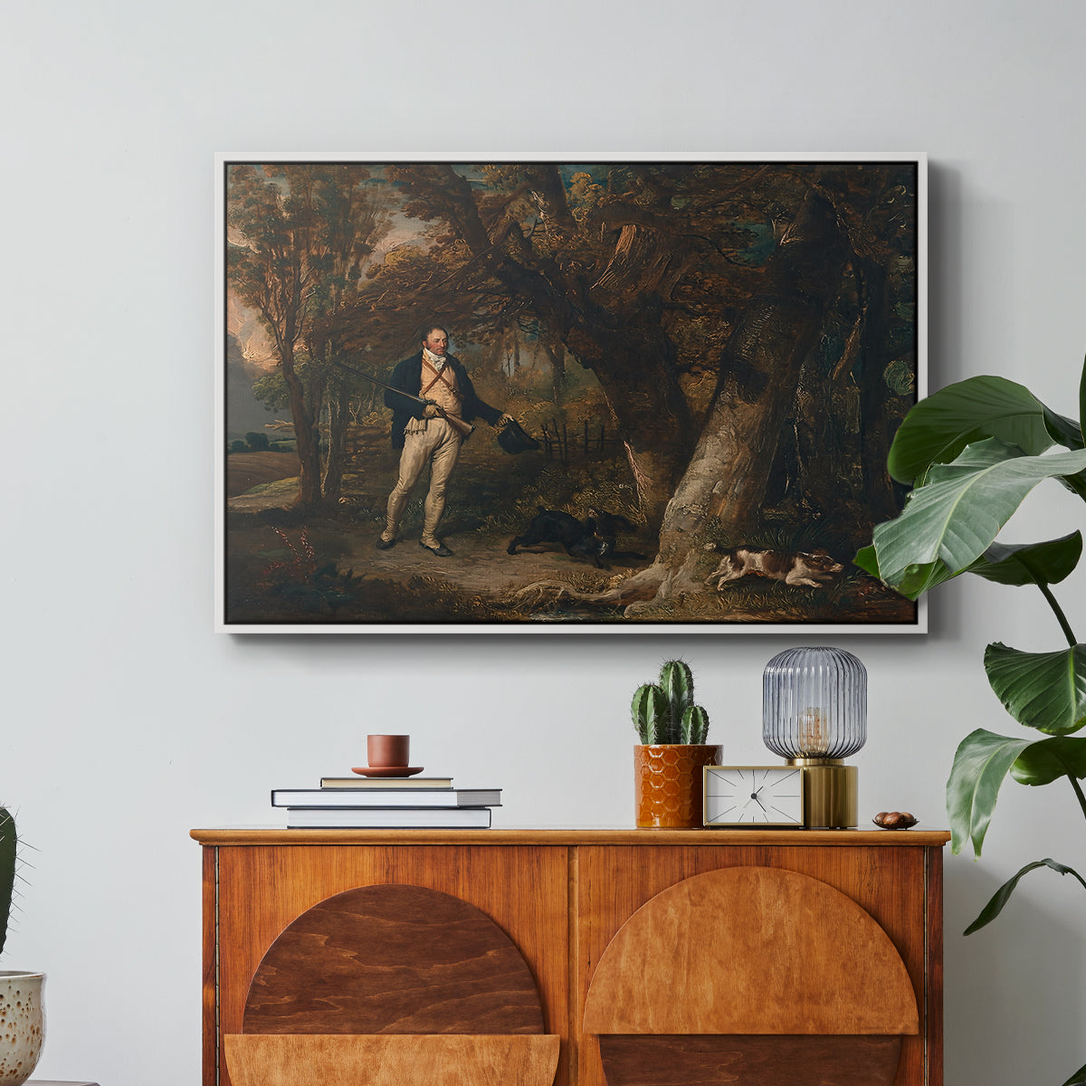 The Reverend Thomas Levett and Favourite Dogs, Cock-Shooting, 1811 - Floater Framed Canvas Print
