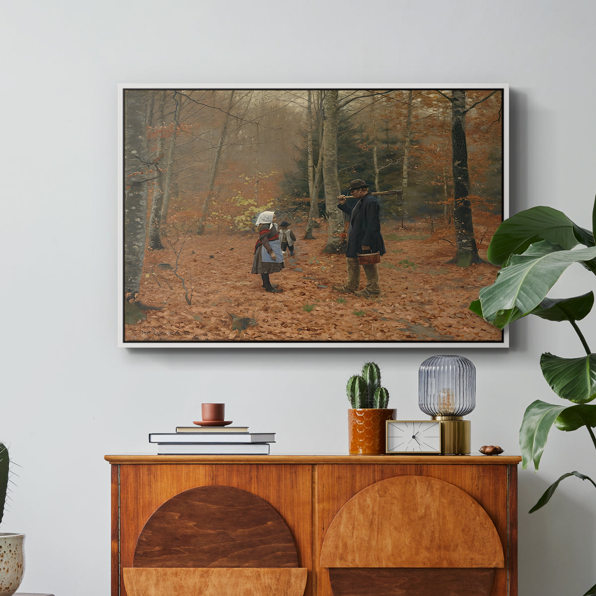 The Woodman and his Children, 1886 - Floater Framed Canvas Print