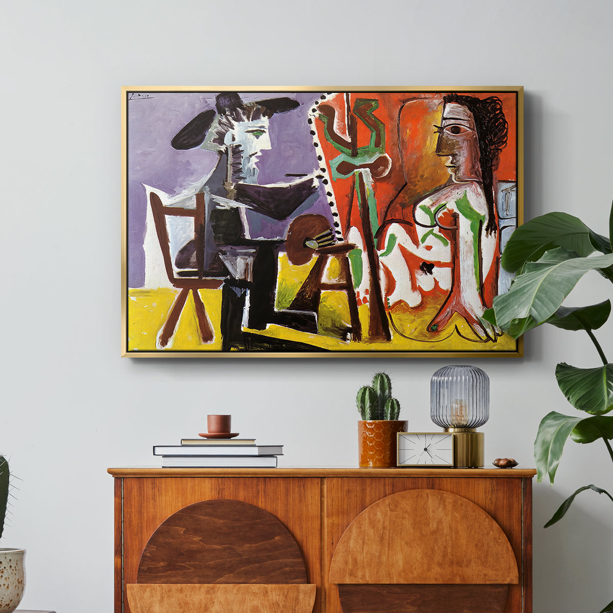 The Painter and His Model, 1963 - Floater Framed Canvas Print